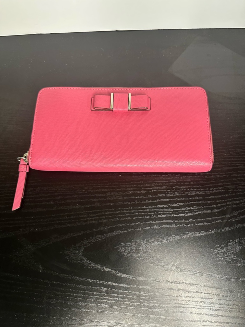 Coach Darcy Pink Bow Accordion Zip Around Leather Wallet